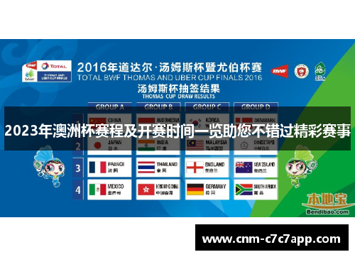 2023年澳洲杯赛程及开赛时间一览助您不错过精彩赛事
